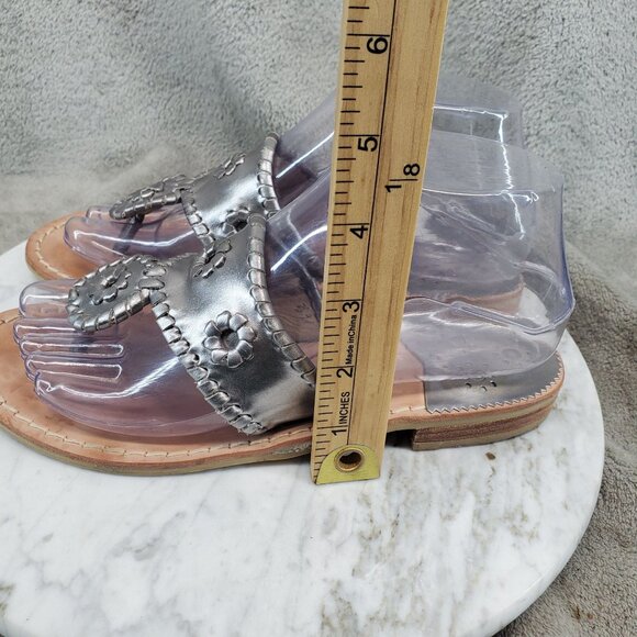 Jack Rogers Shoes Womens Size 6.5 Silver Leather Hamptons Thong Sandals - Picture 4 of 10